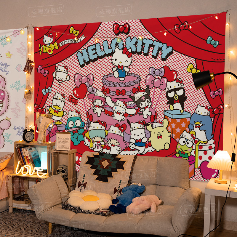 三丽鸥背景布挂布库洛米墙布