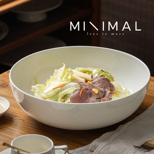 大号纯白螺纹酸菜鱼家用11英寸骨瓷汤盆大碗水煮鱼面盆毛血旺大碗