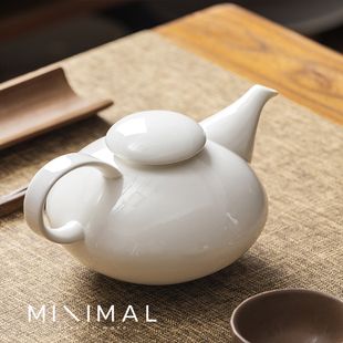 骨瓷茶水壶纯白色陶瓷茶壶红茶壶花茶壶高档茶具家用冷水壶咖啡壶