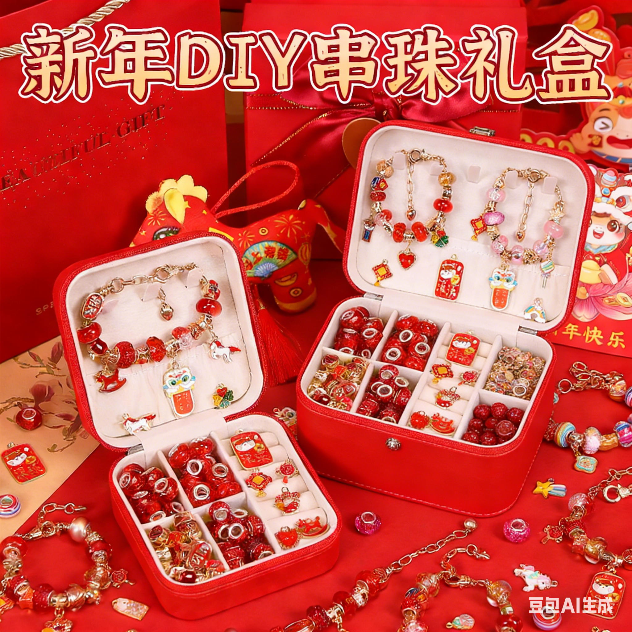 新年儿童手链串珠diy手工材料首饰品女孩玩具女童穿珠子公主项链6,玩具/童车/益智/积木/模型,手工串珠/穿珠/首饰编织,淘宝优惠券,粉丝福利购,淘宝优惠卷