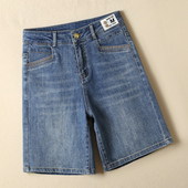 女2025夏季 新款 高腰显瘦薄款 复古五分牛仔阔腿短裤 a字5分直筒中裤