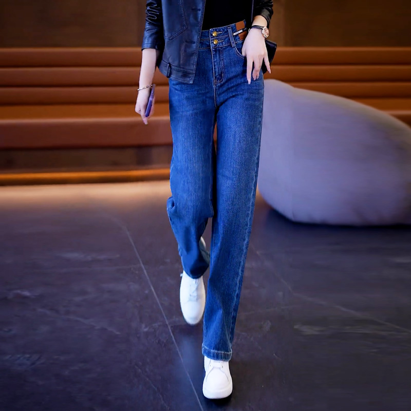 新塘窄版阔腿牛仔裤女士春秋