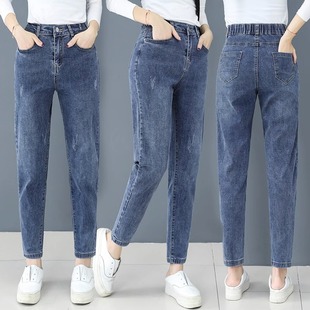 女2025年春秋季 妈妈裤 高腰新款 小脚老爹裤 子潮 显瘦宽松修身 牛仔裤