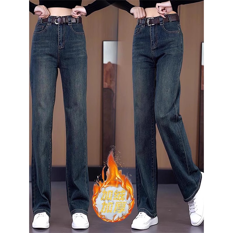 牛仔裤女士加绒加厚裤