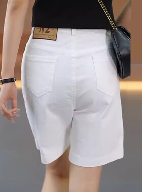 纯棉软牛仔短裤女2025夏季薄款高腰显瘦a字阔腿休闲白色五分裤子