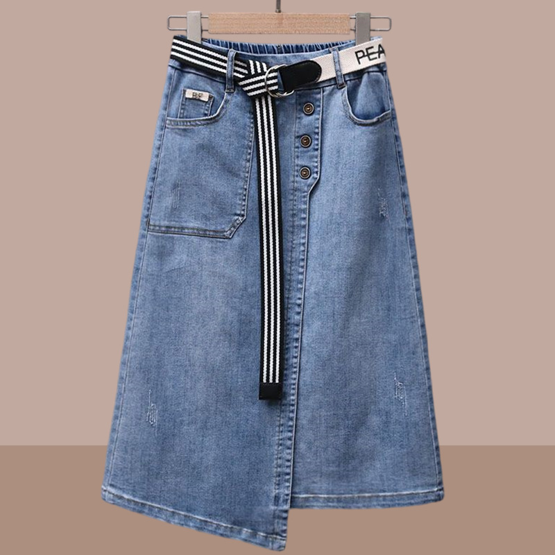 七分牛仔裤女2025年秋季新款高腰宽松a字裙五分薄款阔腿中裙子
