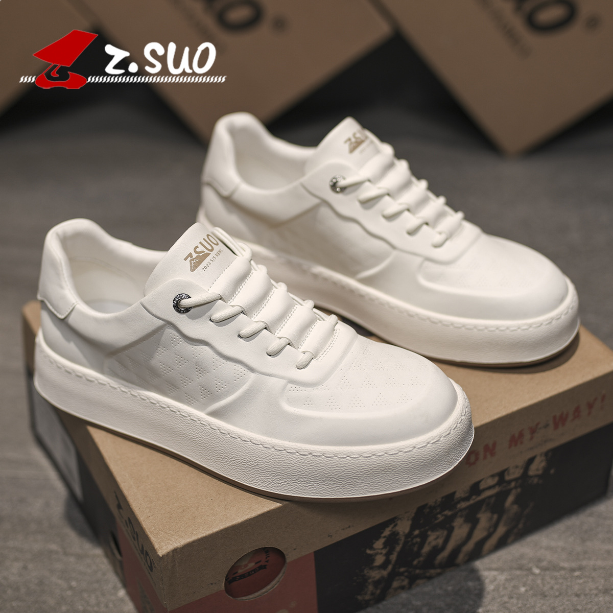 走索新款真皮小白鞋休闲板鞋