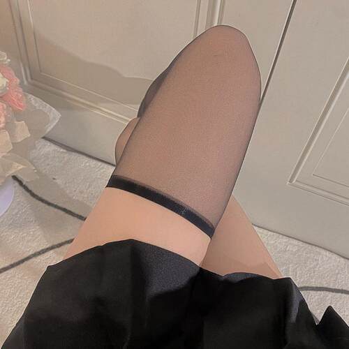 性感黑丝过膝袜女0d高透超薄款蕾丝jk大腿袜纯欲ins潮情调长筒袜