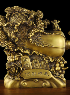 玄关招财纳福摆件全铜百财装饰品
