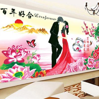 新款5d钻石画结婚喜庆婚礼卧室十字绣贴钻情侣半钻石秀简约现代