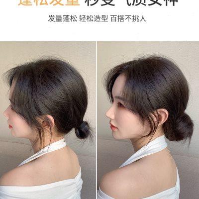 低丸子头假发自然蓬松盘发神器真发发圈古风汉服假发包花苞头发饰