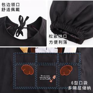 韓版 罩衣工作服大人圍腰 圍裙女防污耐磨時尚 透氣家用廚房做飯長袖