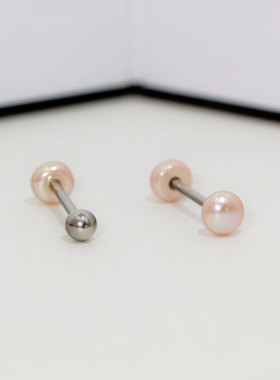 F136植入级钛合金舌钉天然珍珠舌环欧美穿刺饰品14g内螺丝新款潮