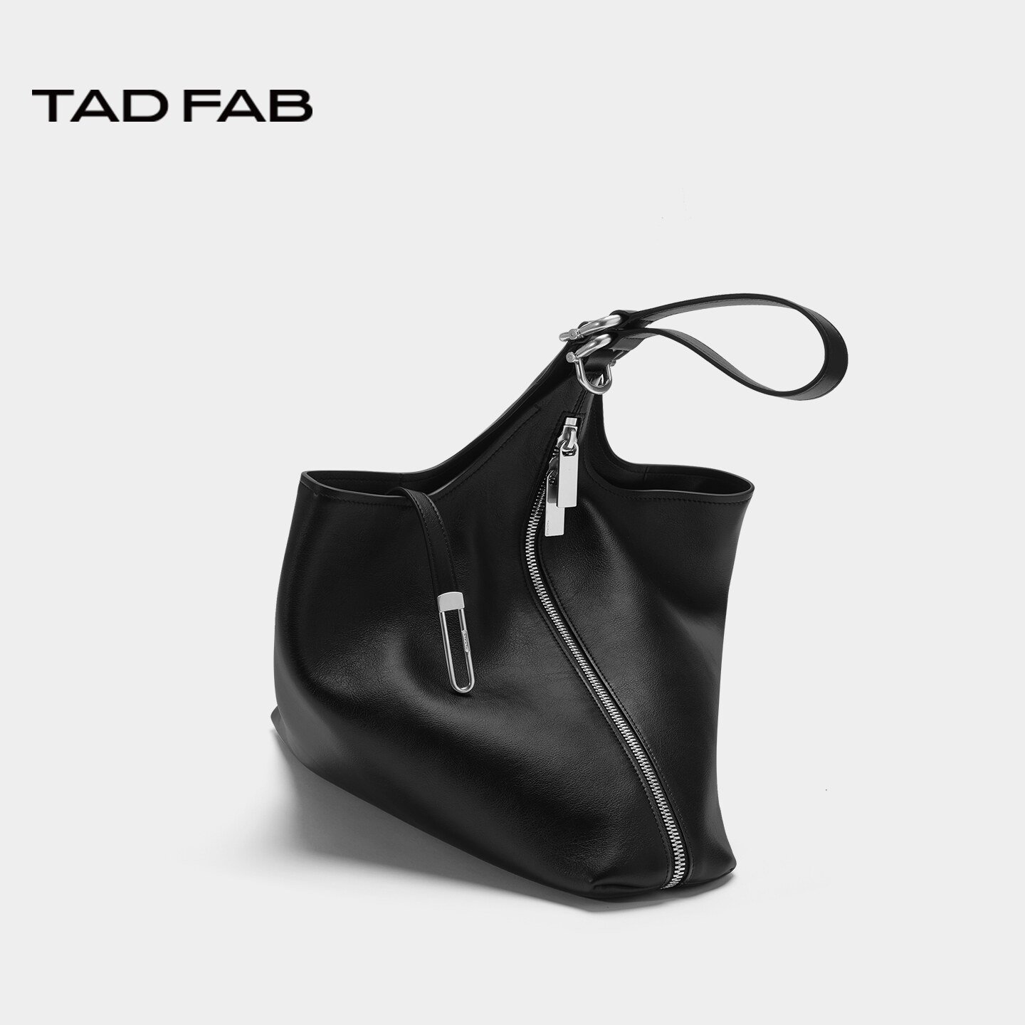 tadfab牛皮拉链hobo包