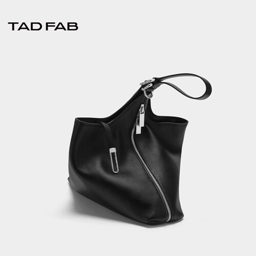 tadfab牛皮拉链hobo包
