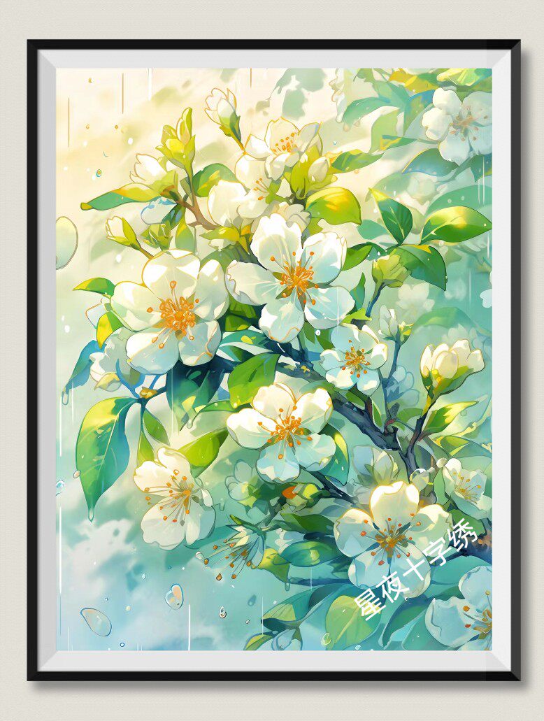 新疆长绒棉杏雨梨花65*85大格四股线38色【十字绣】印花清晰