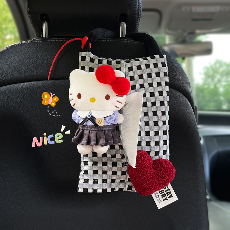 可爱KT猫车载纸巾盒汽车座椅挂袋
