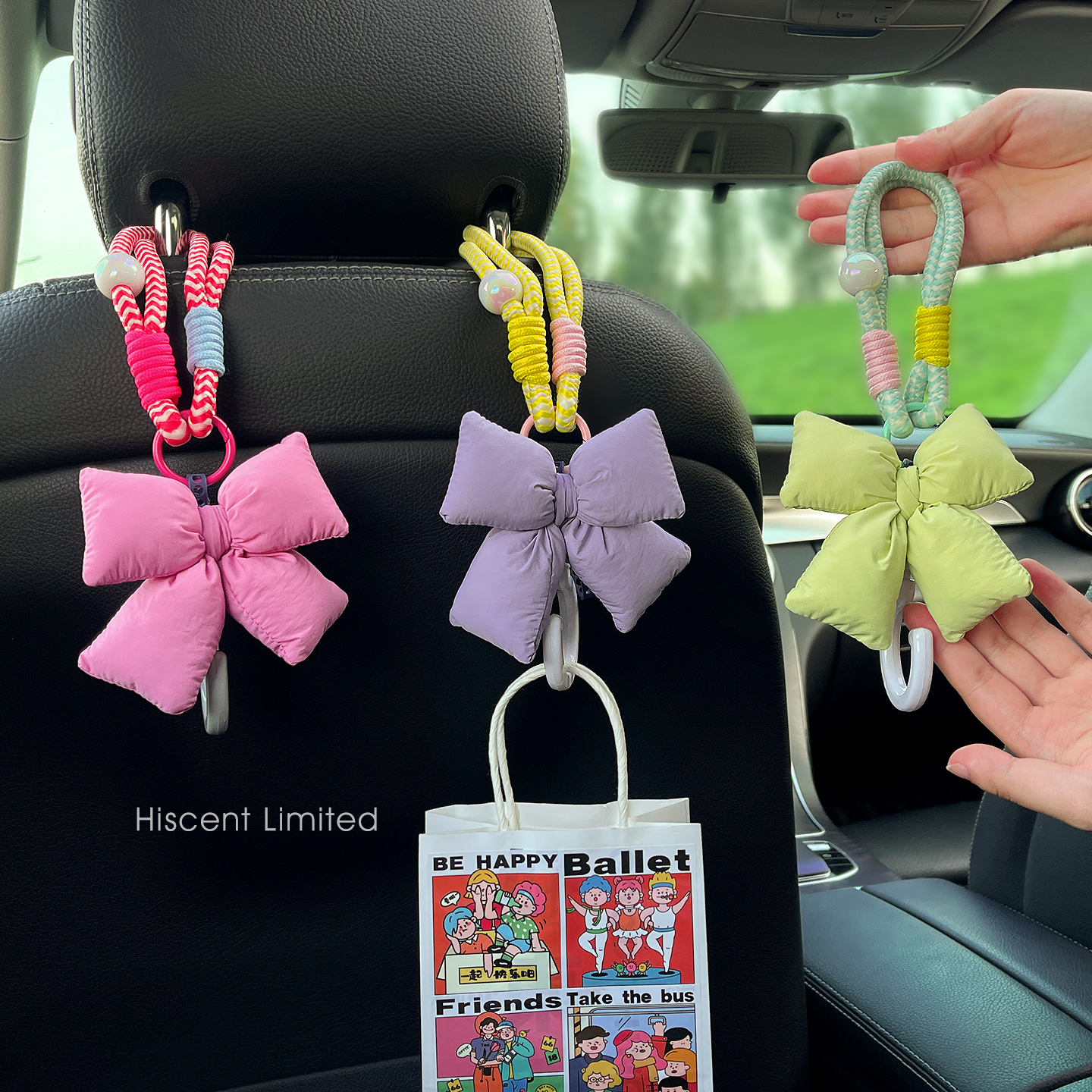 彩色蝴蝶结汽车挂钩椅背收纳钩