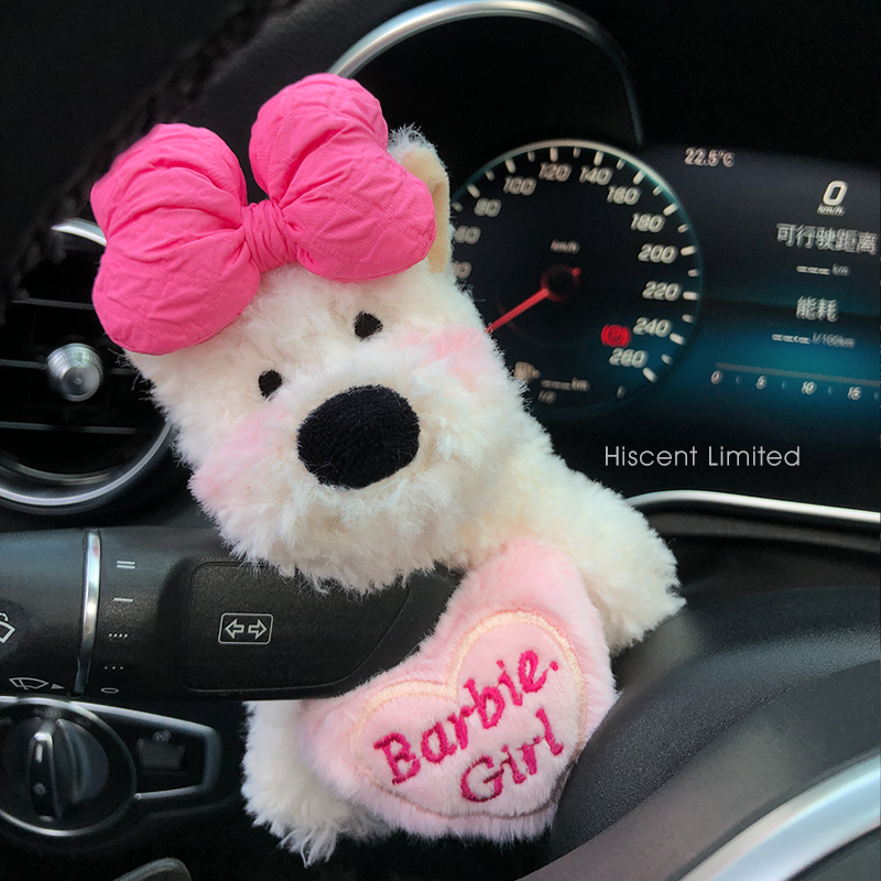 汽车怀挡可爱西高地粉蝴蝶结摆件