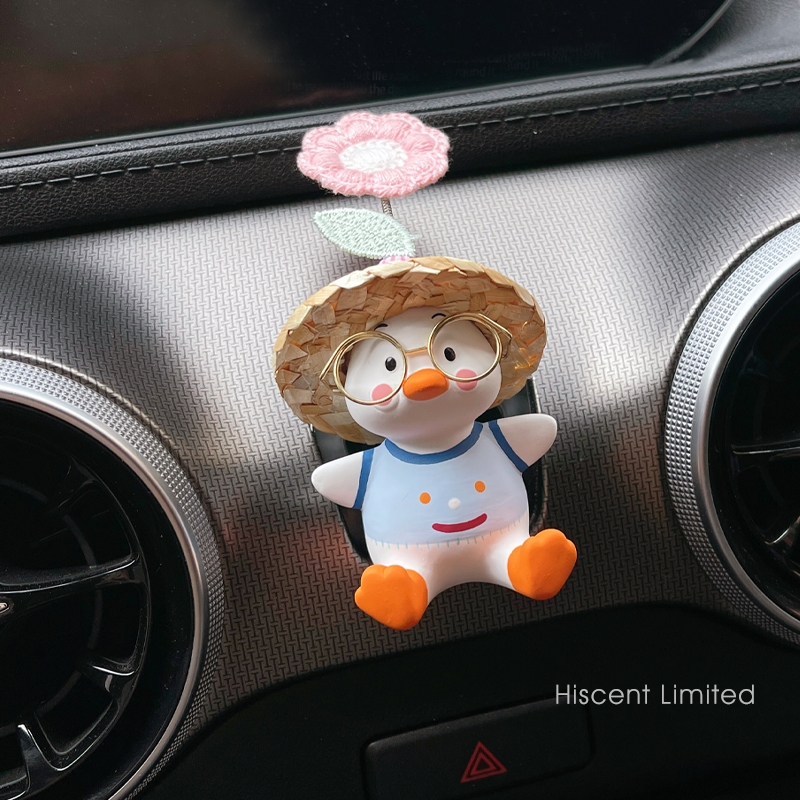 可爱草帽鸭车载香薰出风口装饰女