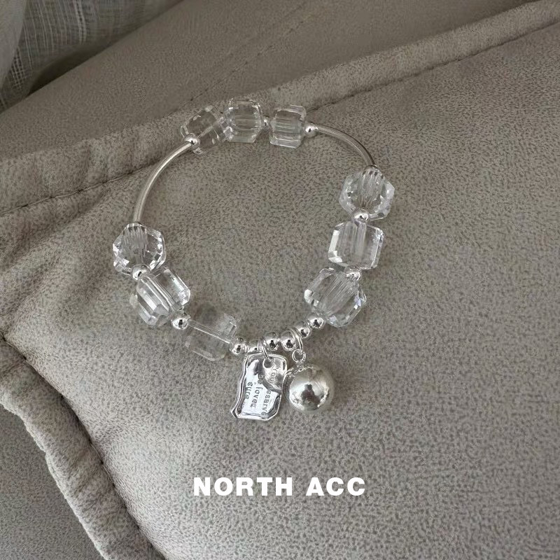 NORTHACC新中式天然小众设计感白水晶手链弹力绳手饰S925纯银