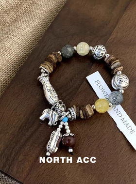 NORTHACC新中式复古民族风玻璃串珠手链个性手串小众设计感手饰