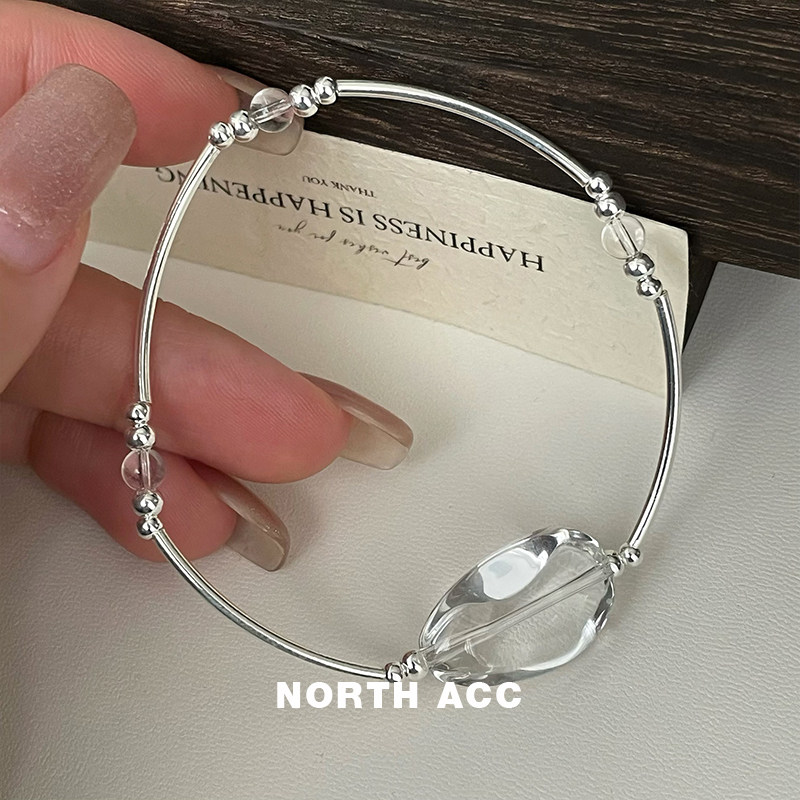NORTHACC新中式复古S925纯银弯管玻璃珠手链小众设计高级感简约