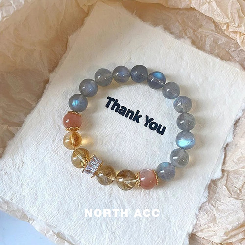NORTHACC新中式天然灰月光手串小众高级感设计黄水晶手链女轻奢