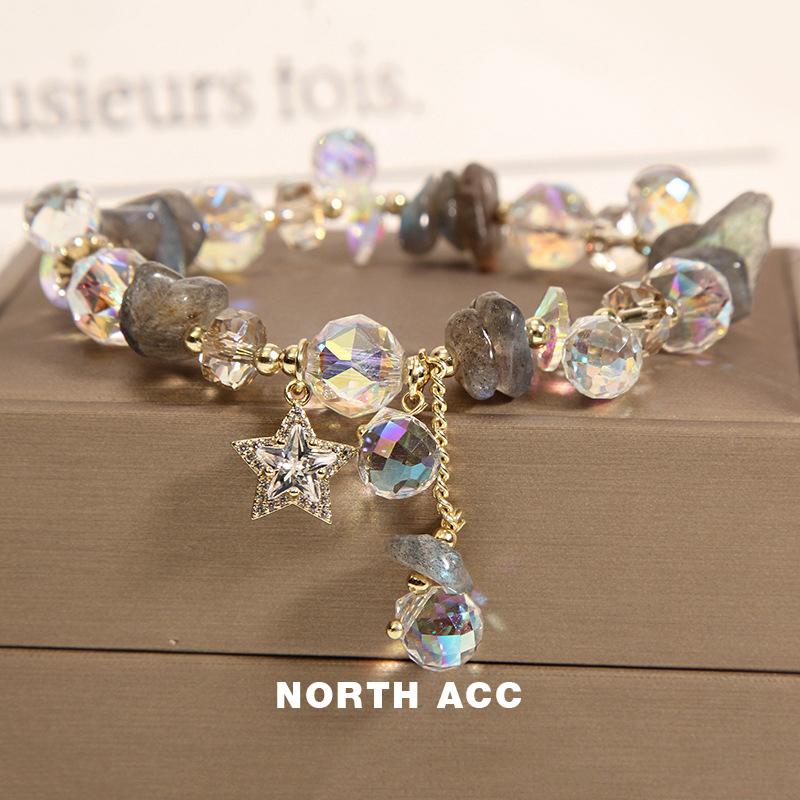 NORTHACC网红韩版紫水晶手链女闪闪五角星锆石吊坠手环女手串饰品