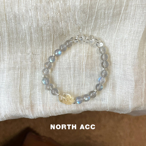 NORTHACC新中式复古天然月光石手链原创小众黄水晶貔貅招财转运