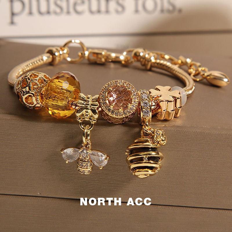 NORTHACC博主同款玫瑰金蜜蜂蜂巢手链女水晶手串学生闺蜜手镯轻奢