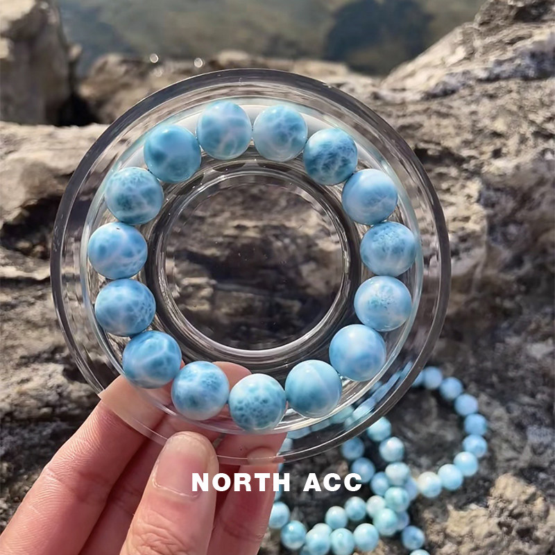 NORTHACC新中式复古天然海纹石手链蓝色水晶手串龟背纹小众设计
