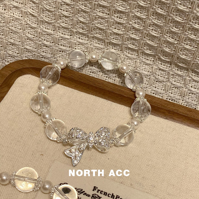 NORTHACC新中式复古水晶手串原创设计锆石蝴蝶结手链小众设计气质