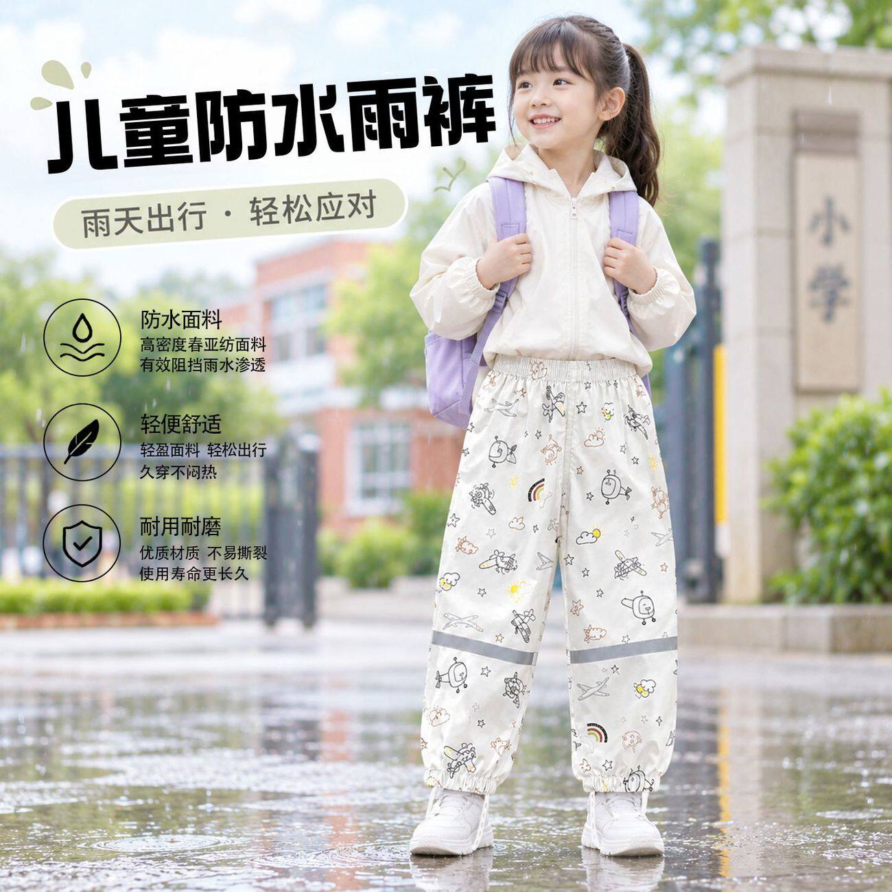 儿童防水雨裤男童女童长裤中小童