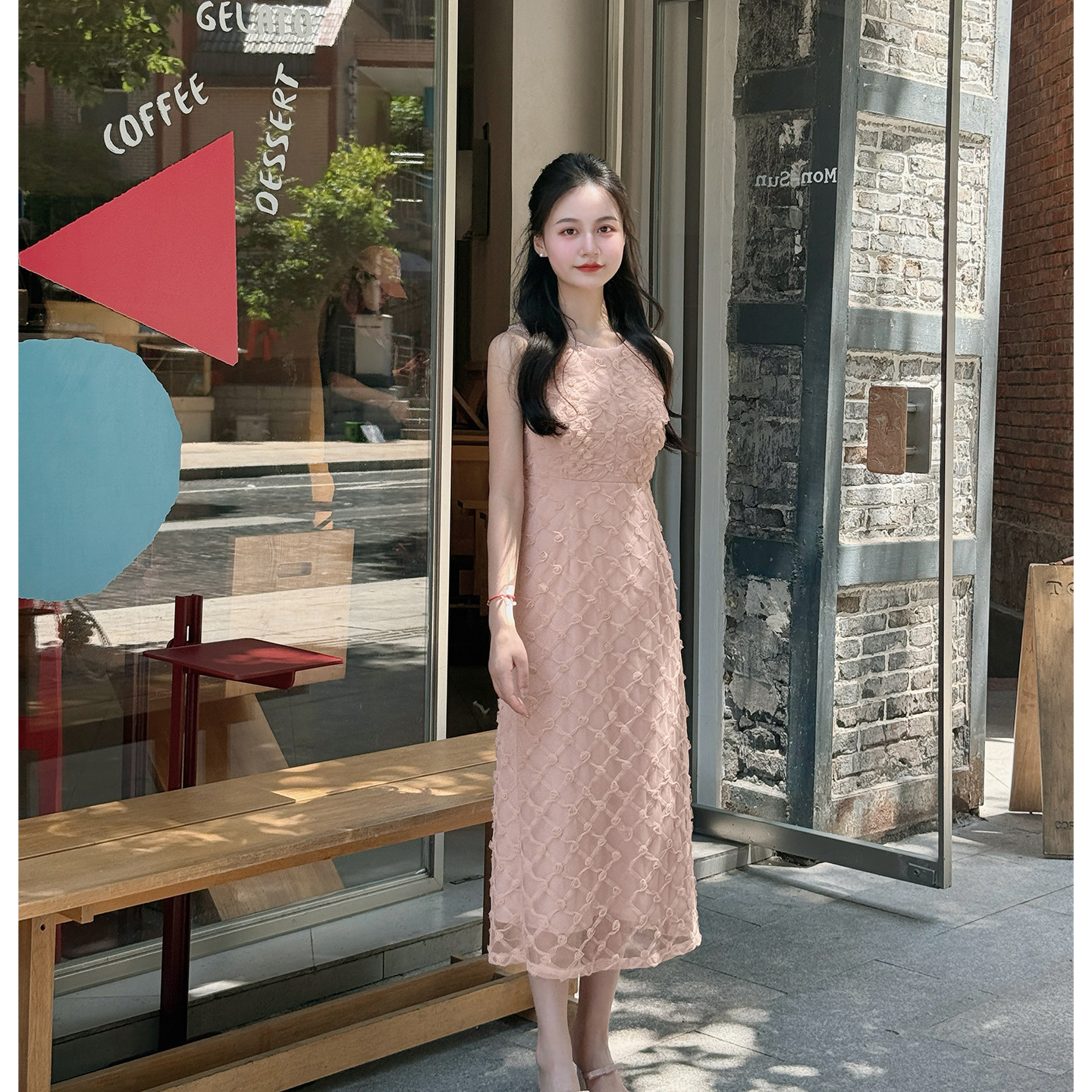 【樱花芍药】小娜椒小个子韩系通勤设计感收腰显瘦优雅连衣裙女