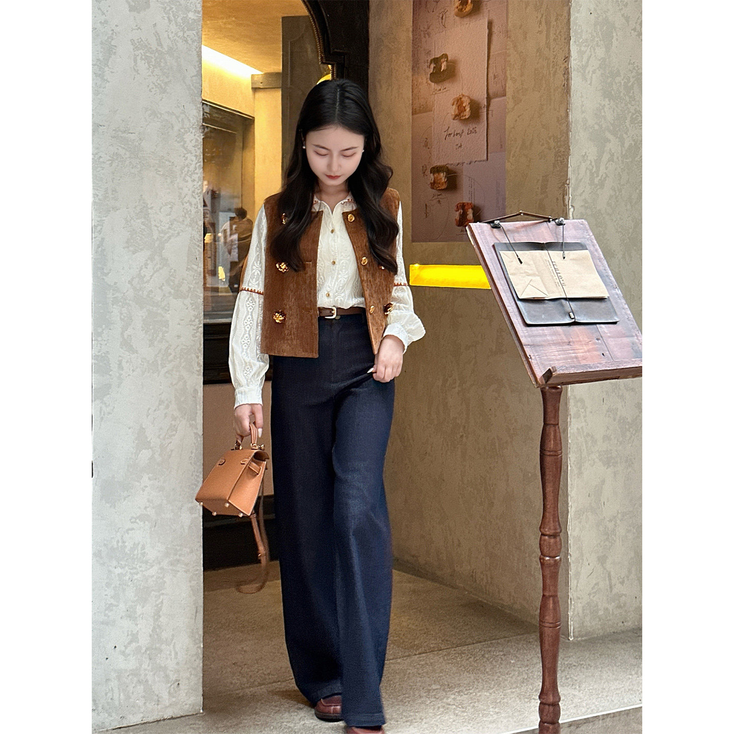 【塞纳落日】小娜椒小个子港味复古叠穿外搭显瘦高级感马甲外套女