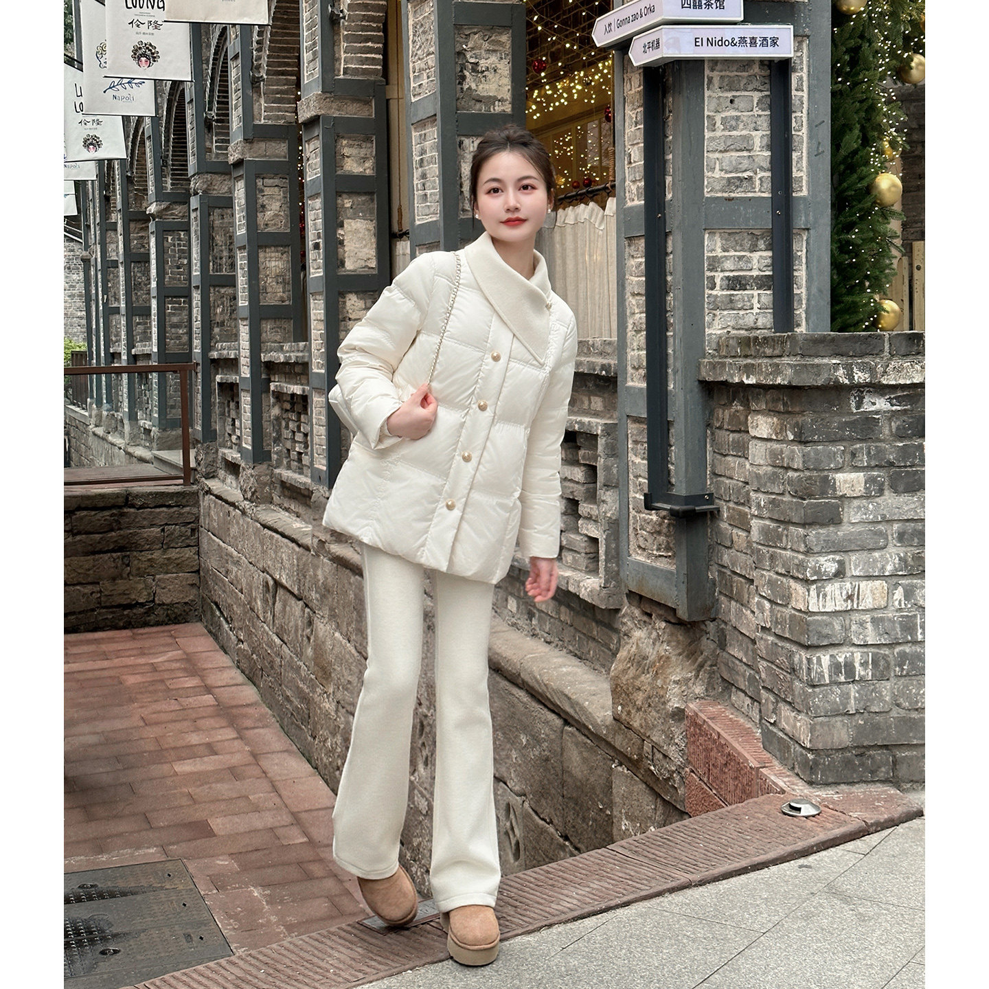 【苏黎世冬】小娜椒小个子韩系时髦缎面不规则领中长收腰羽绒服女