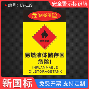 易燃液体储存区危险标识牌牌子警示牌提示牌加油站酒厂工厂车间易燃液体提示牌标识提示贴纸广告牌制度牌定制