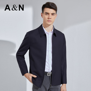 【精纺羊毛桑蚕丝】AntonNeal高端行政夹克男商务休闲翻领外套秋