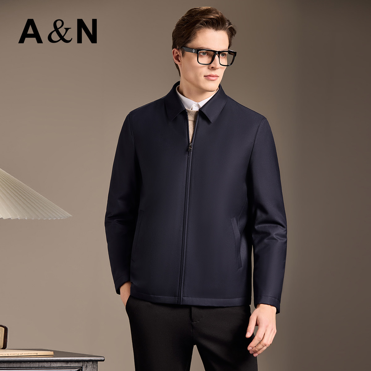 【鹅绒+兔毛内胆可拆】AntonNeal冬高端纯羊毛外套男厚夹克派克服