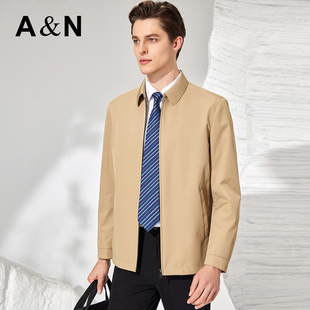【10%桑蚕丝】高级翻领拉链行政夹克男商务休闲秋季简约轻薄外套