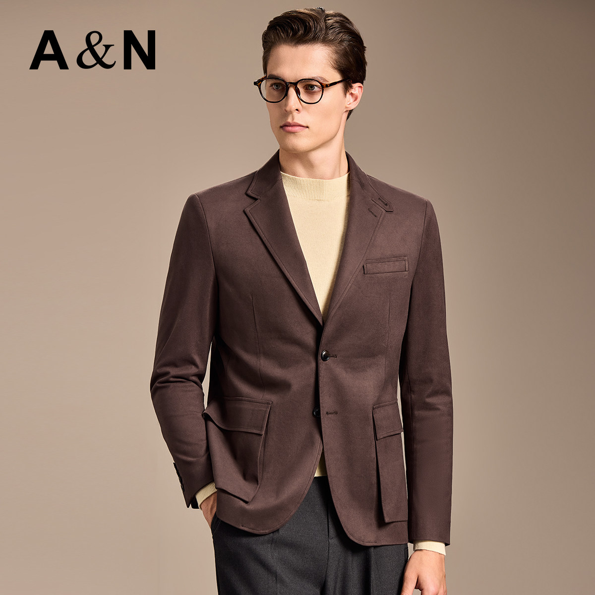 AntonNeal仿麂皮宴会西服外套男