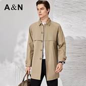 AntonNeal商务休闲风衣中长款 100%精梳长绒棉 男秋挺括易打理