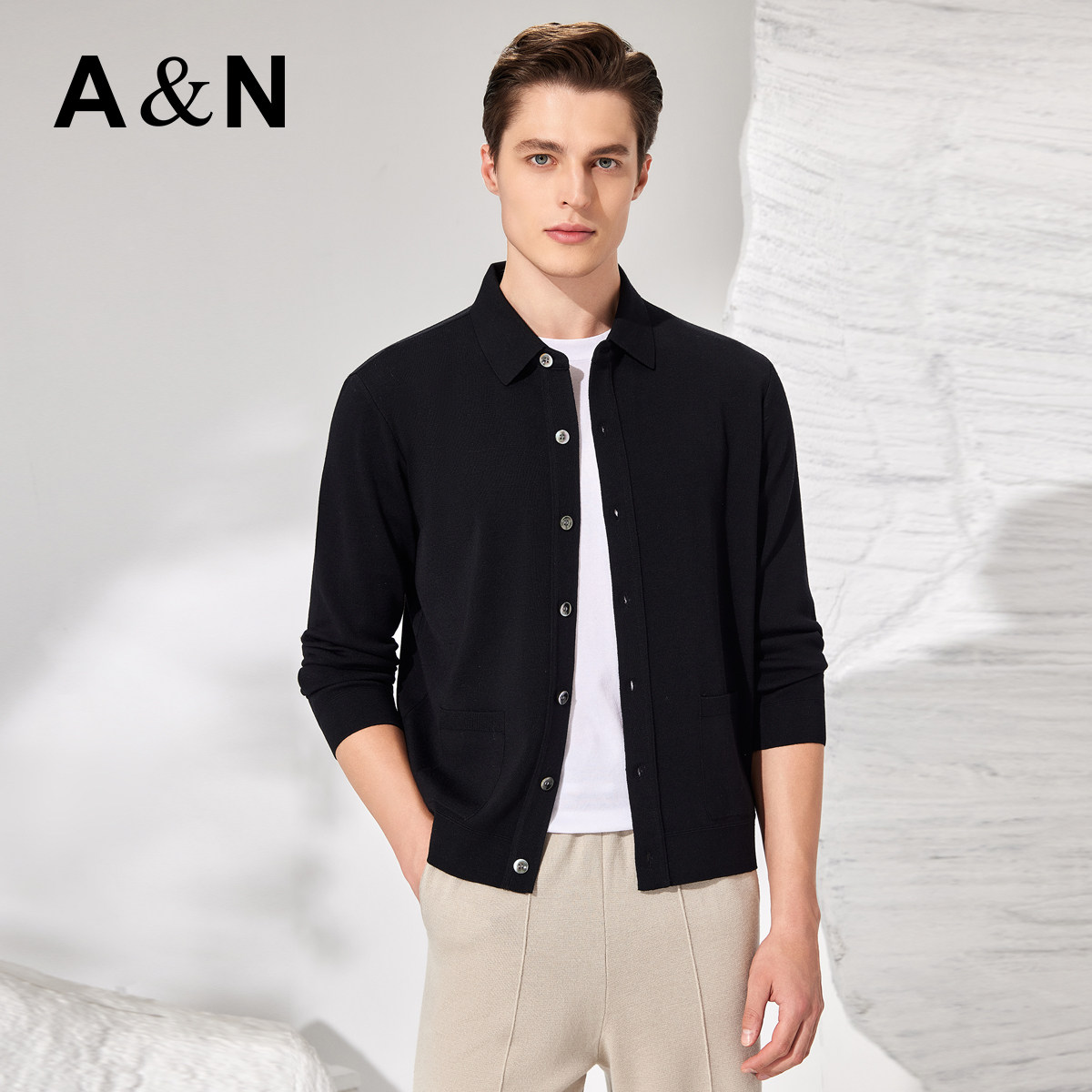 【精纺澳毛】 简约轻奢细腻挺括男士针织衫开衫防缩可机洗外套