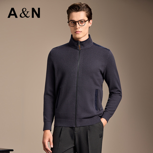 【拼接针织】弹力易打理夹克男立领长袖开衫针织外套ANW00147023