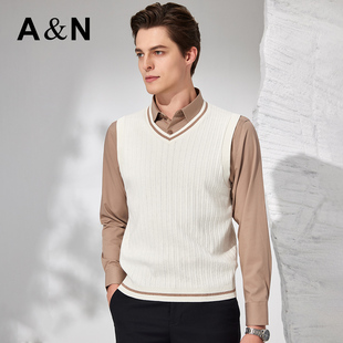 高尔夫球服简约撞色休闲背心马甲男 含山羊绒&长绒棉95%