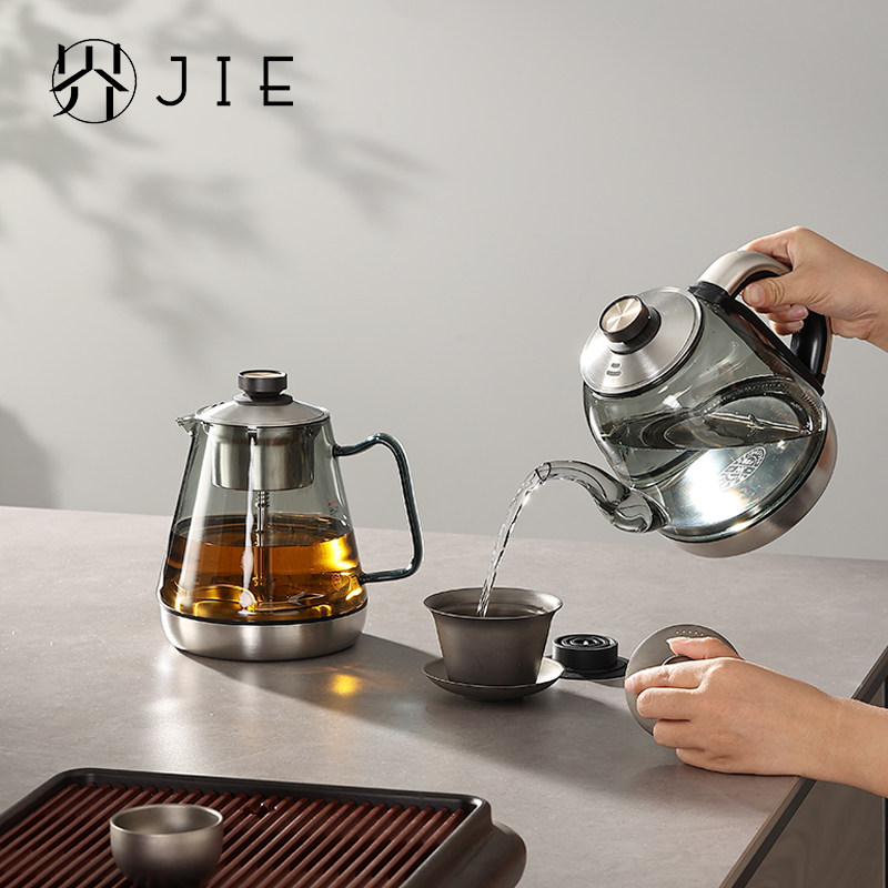 北界全自动上水玻璃烧水壶岩板双孔暗藏嵌入式泡茶壶家用茶艺壶