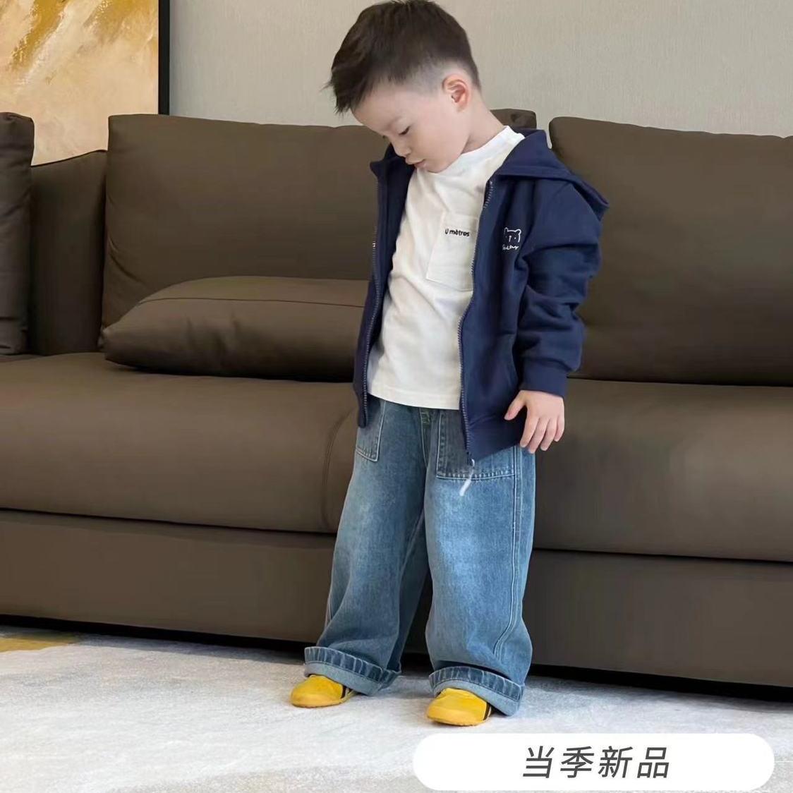 男童早秋薄款酷帅牛仔裤工装阔腿