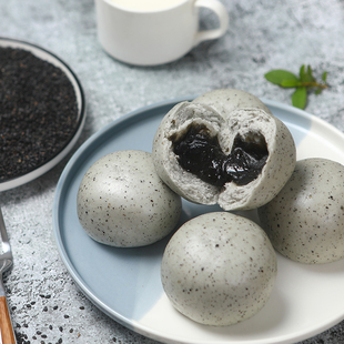 黑芝麻流沙包子广式速冻半成品包点馒头营养早餐点心面点530g12个