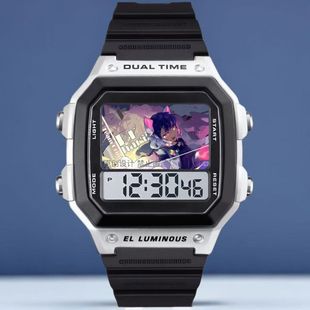 phigros周边phigros卡通学生运动电子手表小方块静音有夜灯计时可